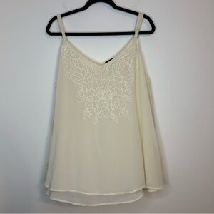 Torrid Size 3 Cream Floral Embroidered Women's Flowy Tank Top